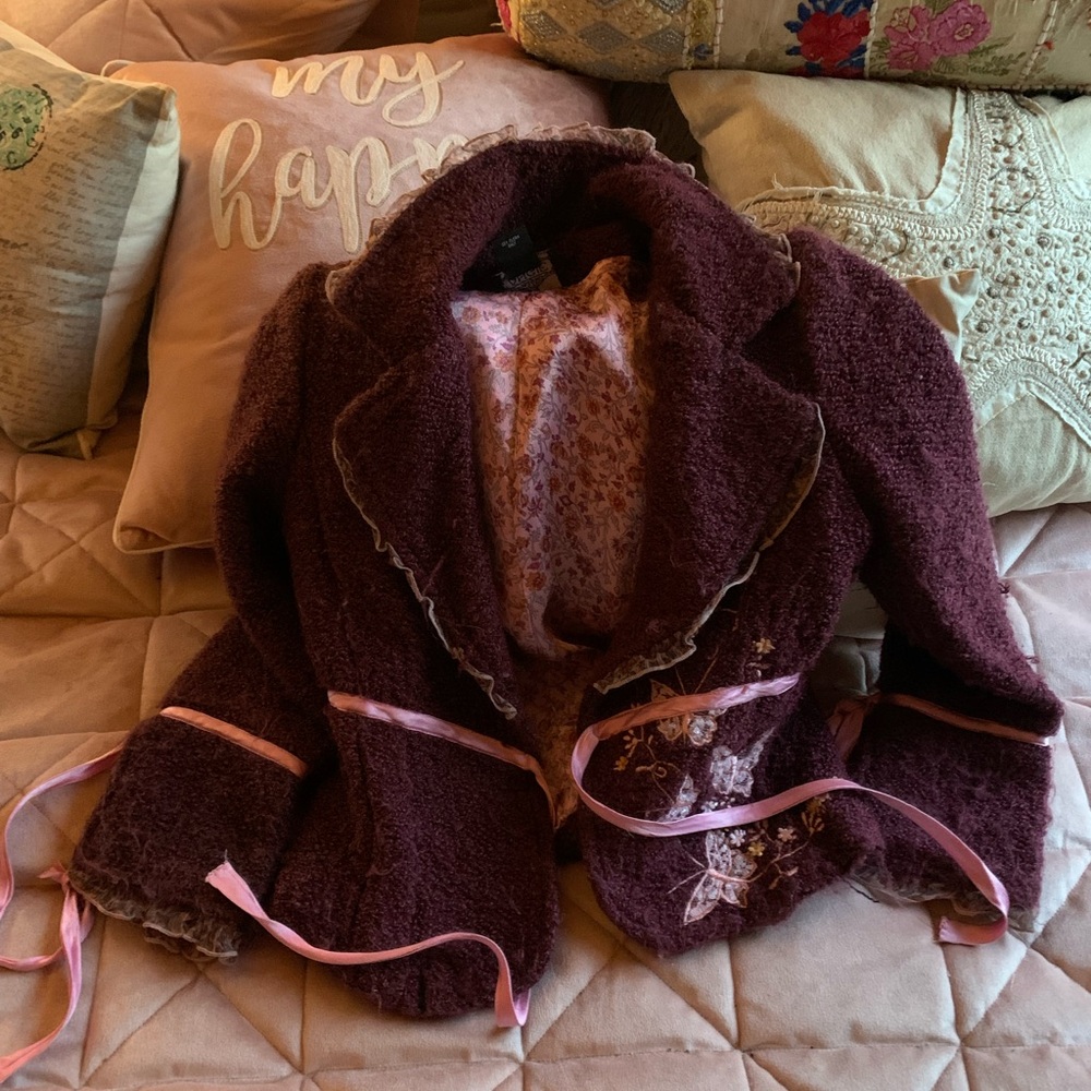 Vintage Shepra Jacket with Pink Ribbon Accents